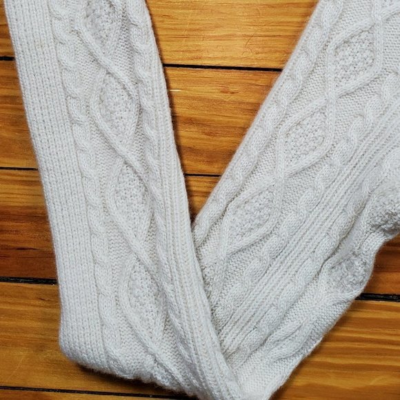 100% Cashmere Hi-Low Asymmetrical Cream Cable Knit Sweater - Sz S - Picture 9 of 12